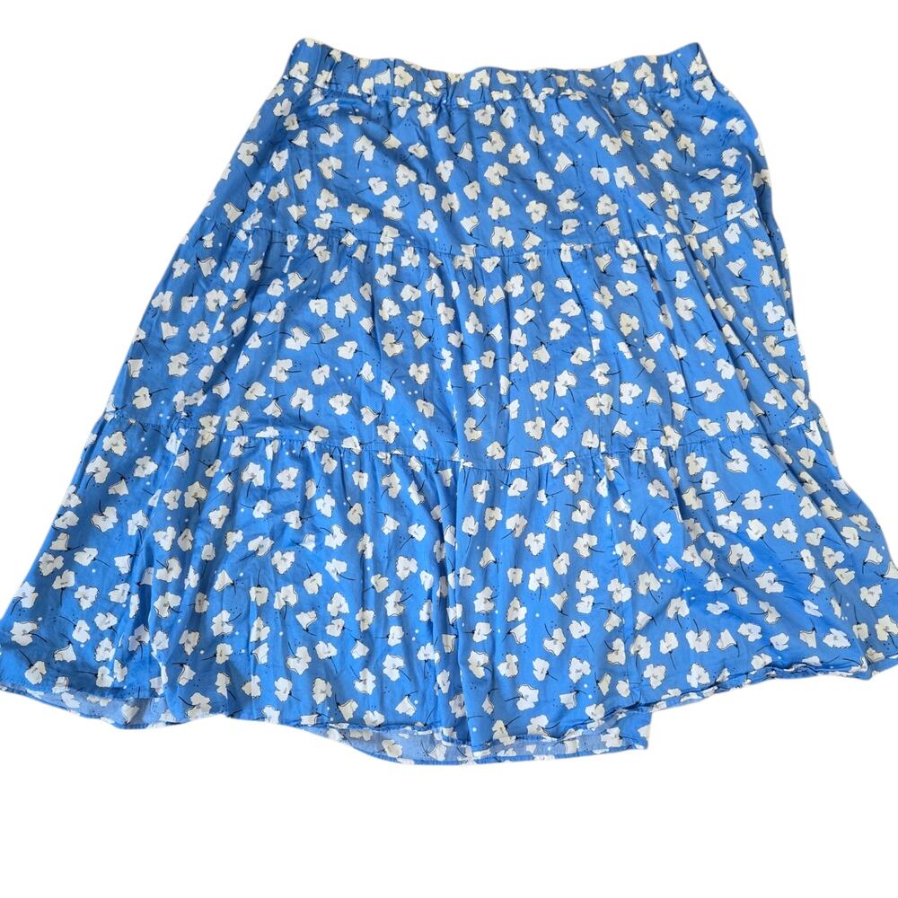 Eloquii Floral Boho Peasant Skirt Plus Womens Tiered Ruffled Summer Vacation 26